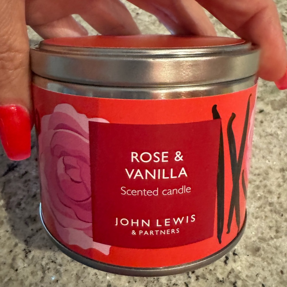 Beautiful Rose & Vanilla Scented candle from John Lewis UK.
